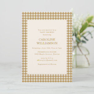 Retro Honey Gold Gingham Karo Baby Shower Einladun Einladung