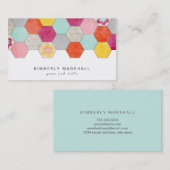 Retro Honeycomb Design Business Cards / Blau Visitenkarte (Vorne/Hinten)