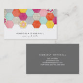 Retro Honeycomb Design Business Cards / Grau Visitenkarte (Vorne/Hinten)