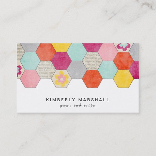 Retro Honeycomb Design Business Cards / Grau Visitenkarte (Vorderseite)