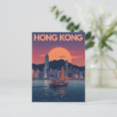Retro Hong Kong Sunset Postkarte (Stehend Vorderseite)