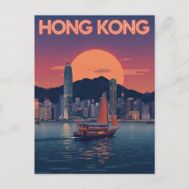 Retro Hong Kong Sunset Postkarte