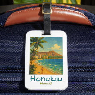 Retro Honolulu Hawaii Waikiki Beach Gepäckanhänger