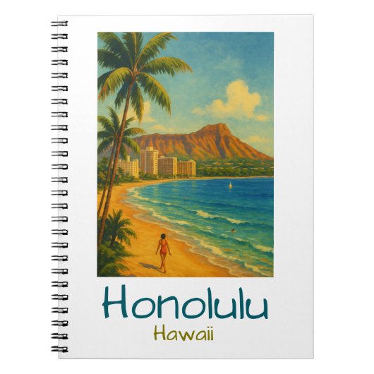 Retro Honolulu Hawaii Waikiki Beach Notizblock (Vorderseite)