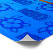 Retro Honu Surfboard Poster (Ecke)