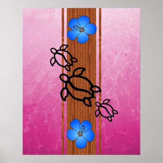 Retro Honu Surfboard Poster (Vorne)