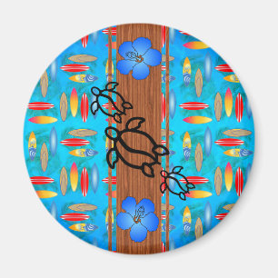 Retro-Honu-Surfbrett Magnet