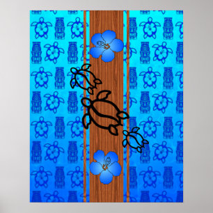 Retro Honu Surfbrett Poster