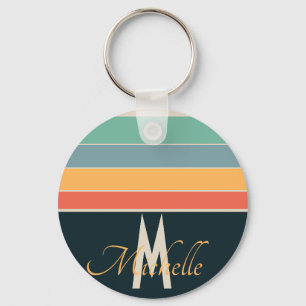 Retro-Horizontale Stripe-Namen und Monogramm der 7 Schlüsselanhänger