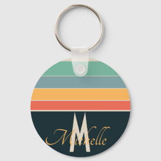 Retro-Horizontale Stripe-Namen und Monogramm der 7 Schlüsselanhänger