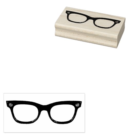Retro Horn Rimmed Glasses Rubber Art Briefmarke Gummistempel (Stempel)