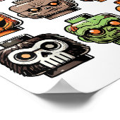 Retro Horror Bricks Kopf Beängstigende Halloween M Poster (Ecke)