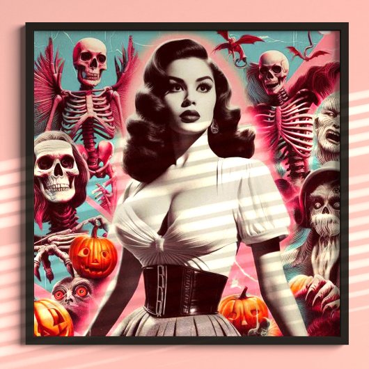 Retro Horror Girl Poster