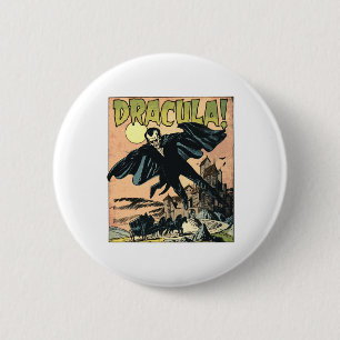 Retro Horror Movie Monster Vampire Vintag Hallowag Button