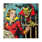 Retro Horror Vampire Comicen Fliese (Vorderseite)