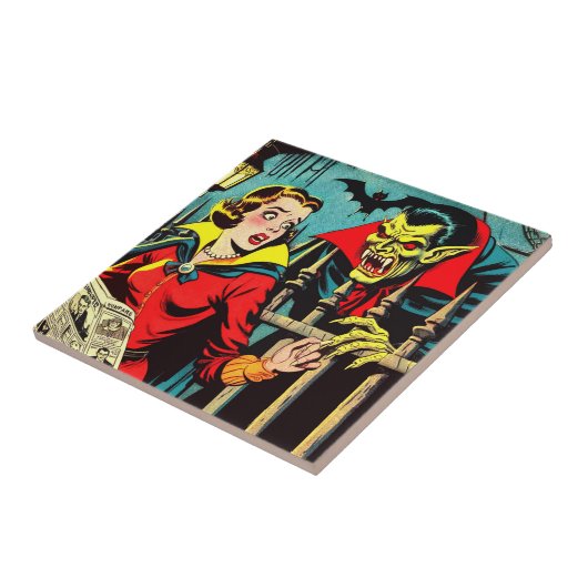 Retro Horror Vampire Comicen Fliese (Seite)