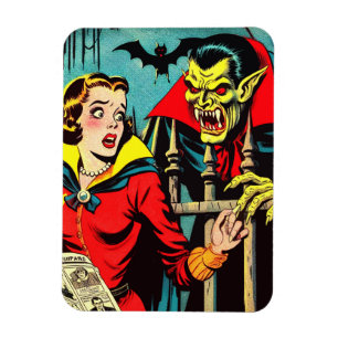 Retro Horror Vampire Comicen Magnet