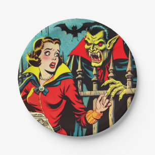 Retro Horror Vampire Comicen Pappteller