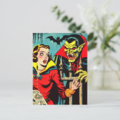 Retro Horror Vampire Comicen Postkarte (Stehend Vorderseite)