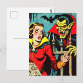 Retro Horror Vampire Comicen Postkarte (Vorne/Hinten)