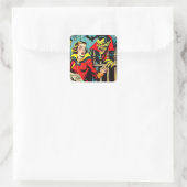 Retro Horror Vampire Comicen Quadratischer Aufkleber (Tasche)