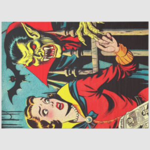 Retro Horror Vampire Comicen Seidenpapier