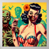 Retro Horror Zombie Button-up Poster (Vorne)