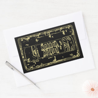 Retro-Horrorfilme-VHS-Band-Design Gold Rechteckiger Aufkleber