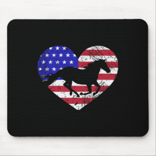 Retro Horse American Flag Herbst 4. Juli USA Pa Mousepad