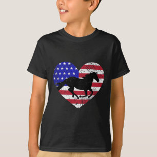 Retro Horse American Flag Herbst 4. Juli USA Pa T-Shirt