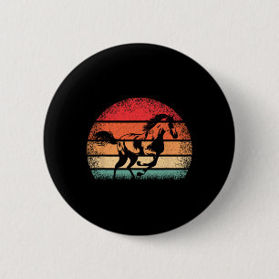 Retro Horse Lover Horseback Reitsport Western Cowb Button