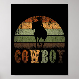 Retro Horseback Reiten Rodeo Western Line Tanz Ho Poster