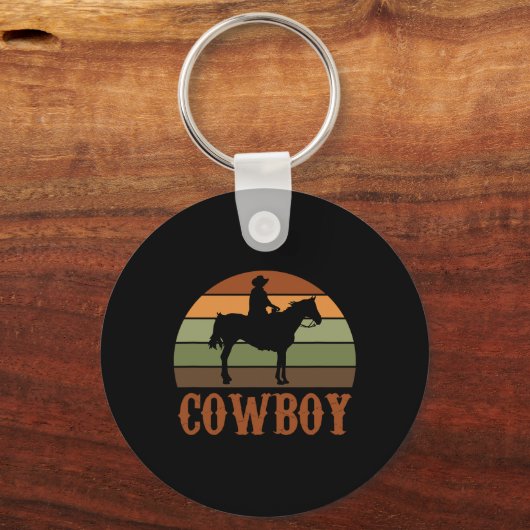 Retro Horseback Reiten Rodeo Western Schlüsselanhänger (Vorderseite)