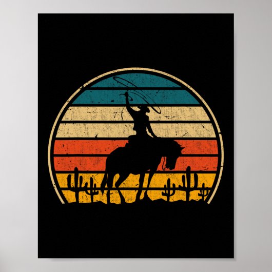 Retro Horseback Rodeo Western Cowbo Poster (Vorne)