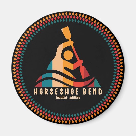 Retro Horseshoe Bend Kayaking Magnet (Vorne)