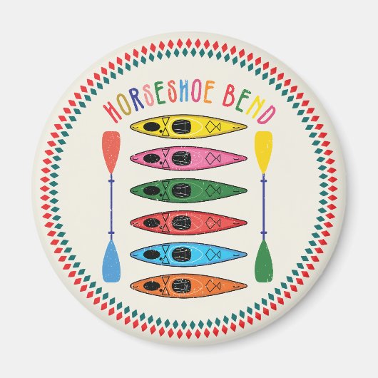 Retro Horseshoe Bend Kayaking Magnet (Vorne)