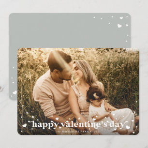 Retro Hört frohe Valentinstag Fotokarte Ankündigung