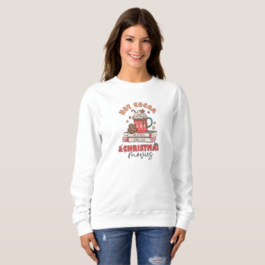 Retro Hot Cocoa und Weihnachtsfilme Sweatshirt (Vorne ganz)