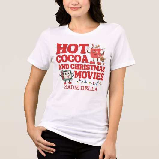 Retro Hot Cocoa und Weihnachtsfilme Tri-Blend Shirt (Vorderseite)