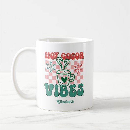 Retro "Hot Cocoa Vibes" Personalisierte Weihnachte Kaffeetasse (Links)