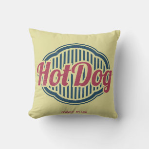 Retro-Hot-Dog-Etiketten-Kissen mit Akzent Kissen