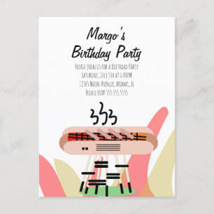 Retro-Hot-Dog-Grillparty Geburtstag Postkarte