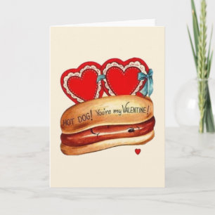 Retro-Hot-Dog-Valentinstag-Grußkarte Feiertagskarte