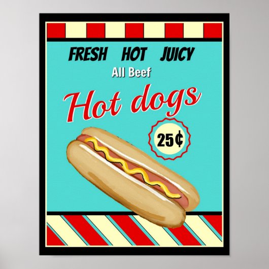 Retro Hot Dog-Zeichen Poster (Vorne)
