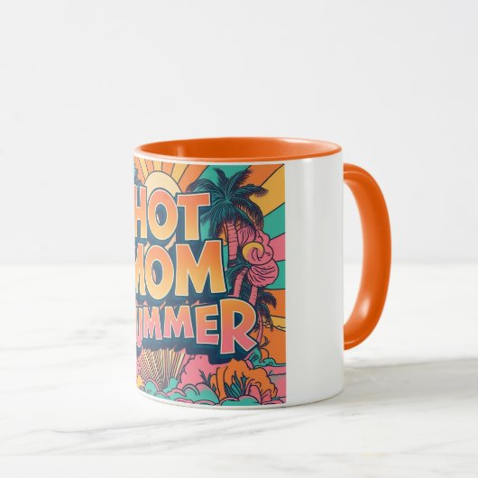 Retro Hot Mama Summer Palm Tree Mütter Day Tasse (VorderseiteRechts)