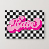 Retro Hot Pink Babe Junggesellinnen-Abschiedsparty Button (Vorderseite)