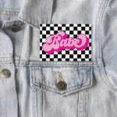 Retro Hot Pink Babe Junggesellinnen-Abschiedsparty Button (Insitu)