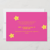 Retro Hot Pink Blume Kinderdusche Einladung (Rückseite)