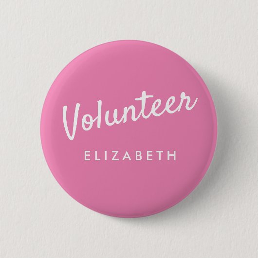 Retro Hot Pink Button-back Volunteer-Tasten Button (Vorderseite)