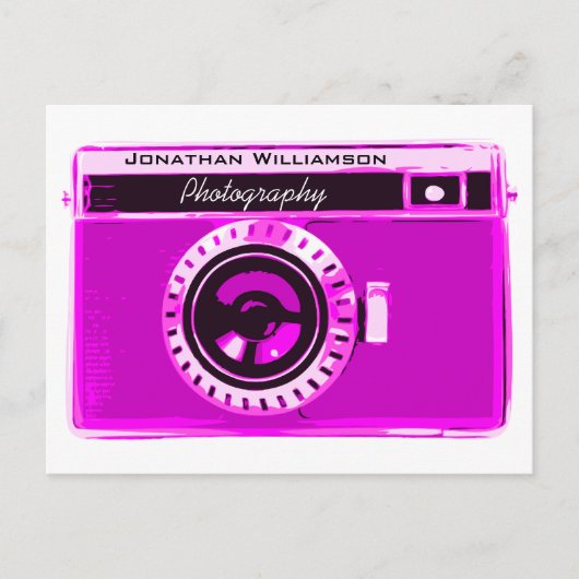 Retro Hot Pink Camera Fotogeschäft Postkarte (Vorderseite)